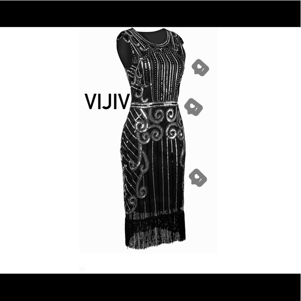 BRAND NEW | VIJIV | SEQUIN PARTY DRESS | COLOR BLK & SILVER | SIZE XS